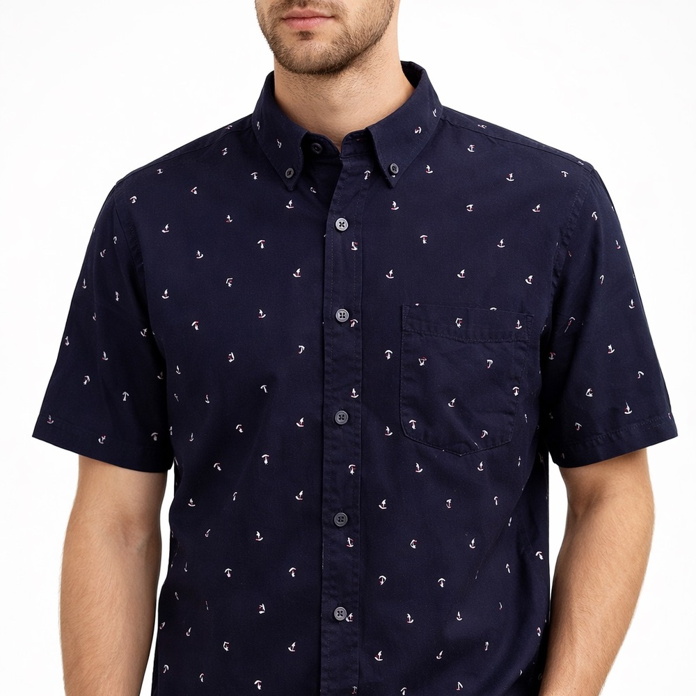 Men's Navy Short Sleeve Shirt